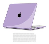 TECOOL Coque pour MacBook Air M2 13,6 Pouces A2681 2023 2022, Case Étui Plastique Mince et Protection AZERTY Clavier en Silicone pour Mac Booking Air M2, Cristal Violet