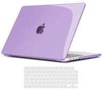 TECOOL Coque pour MacBook Pro 14 Pouces 2023 2021 A2992 A2918 A2779 A2442 avec Puce M3/M2 M1 Pro/Max, Case Étui Plastique Mince et Protection AZERTY Clavier en Silicone, Cristal Violet