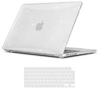 TECOOL Coque pour MacBook Pro 14 Pouces M5 M4 M3 M2 M1 Pro Max 2021-2026, Coque Rigide en Plastique Fine et Protection Clavier (UE), Paillette Transparente