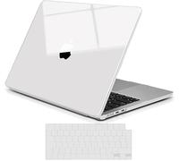 TECOOL Premium Coque Ultrafine pour MacBook Air M4 M3 M2 13,6 Pouces 2025 A3240 2024 A3113 2022 A2681, « Cristal Transparent » Coque Rigide en Plastique Brillante Protection Clavier UE en TPU