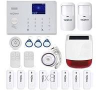 TECPEAK Système d'Alarme GSM/Wi-FI, Sécurité Domestique avec Sirène Extérieure Solaire, Capteurs de Mouvement, Détecteurs de Portes