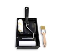 TECPINT Kit Enamel 2 Mini Rouleaux de Peinture Anti-Goutte et émaillage avec cuve et Pinceau, idéal pour laquer Le métal, Le Bois et l'émail, qualité Professionnelle, 2 Rouleaux 11 cm, Pinceau 40 mm