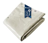 TECPLAST Bâche de Chantier 5x6 m LP506CH Blanc Crème - Garantie 5 Ans - Bâche de Protection étanche en PVC pour Travaux