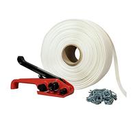 TECPLAST Kit 1 Feuillard de cerclage tressé KFT1 13 mm x 1100 m + 250 boucles OFFERTES + 1 tendeur - Résistance 350kg
