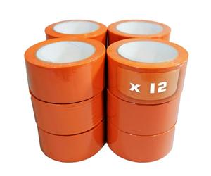Tecplast Lot de 12 Rubans adhésifs PVC orange bâtiment 75 mm x 33 m - Rouleau adhésif de chantier orange