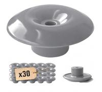 TECPLAST Lot de 30 Crochets Champignons pour bâche - Gris - CC30 - Crochet de Fixation bâche - Pergola, Piscine, Remorque