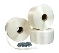 TECPLAST Pack 3 Feuillards de cerclage fil à fil PFF3 13 mm x 1100 m + 500 Boucles OFFERTES - Feuillard textile Résistance 375kg
