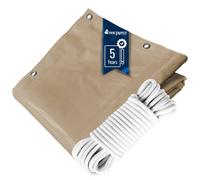 TECPLAST Pack Toile Pergola Beige foncé 3x4 m + Sandow Blanc 20m - Bâche Pergola prête à poser LP506PR Garantie 5 ans