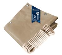 TECPLAST Pack Toile Pergola Beige foncé 3x4 m + Sandow Ivoire 20m - Bâche Pergola prête à poser LP506PR Garantie 5 ans