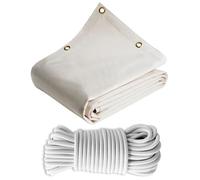 TECPLAST Pack Toile Pergola Blanc Crème 3x4 m + Sandow Blanc 20m - Bâche Pergola prête à poser LP640PR Garantie 8 ans