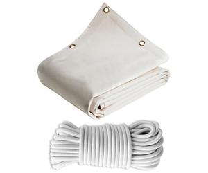 TECPLAST Pack Toile Pergola Blanc Crème 3x4 m + Sandow Blanc 20m - Bâche Pergola prête à Poser LP640PR Garantie 8 Ans