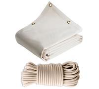 TECPLAST Pack Toile Pergola Blanc Crème 3x4 m + Sandow Ivoire 20m - Bâche Pergola prête à poser LP640PR Garantie 8 ans