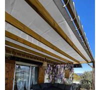 TECPLAST Toile Pergola Micro-Perforée 4x5 m Grise - Garantie 5 Ans - MP460PR - Perméable - Ombrage léger - Made in France