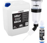 TECPO AdBlue Kit de 10 litres d'urée prêt à l'emploi avec bec verseur, concentré anti-cristal AdBlue 250 ml d'additif SCR et entonnoir de remplissage spécialement conçu pour l'urée pour un remplissage