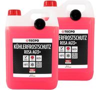 TECPO Antigel de radiateur AG13+ - 10 litres - Rose rouge - 40 °C - Prêt à l'emploi - Technologie LOBRID - Durée de vie jusqu'à 5 ans