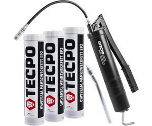 TECPO Graisse multi-usages avec levier manuel + graisse multi-usages EP2 3 x 400 g