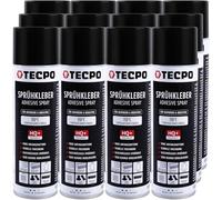 TECPO Lot de 12 sprays de colle 1K pour mousse de ciel de toit, ciel nuageux et panneaux acoustiques, transparent, résistant à la chaleur jusqu'à 110 °C, 500 ml
