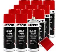 TECPO Lot de 12 sprays de silicone de 400 ml - Lubrifiant et séparateur - Pour la protection, l'entretien et la lubrification du métal, du plastique, du caoutchouc et du bois