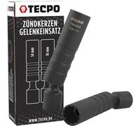 TECPO Lot de 2 clés à bougie d'allumage universelles 14 et 16 mm ouille magnétique - Flexible - Inclinaison - Outil de démontage - Écrou articulé multidents - 3/8"