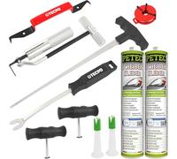 TECPO Lot de 2 kits de réparation de colle pour pare-brise, cartouche de 310 ml et 7 pièces.