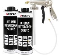 TECPO Lot de 2 protections de dessous de caisse 1 l de bitume noir avec pistolet pulvérisateur