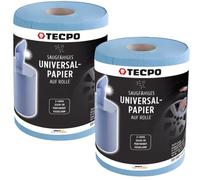 TECPO Lot de 2 rouleaux de papier essuie-tout, 2 épaisseurs, perforés, absorbants, 2 couches, bleus, 300 feuilles au total, pour le nettoyage et le nettoyage