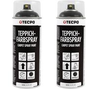 TECPO Lot de 2 sprays de peinture pour tapis de voiture, 2 x 400 ml, couleur textile, anthracite, pour tapis de voiture, ciel de toit, tissu, caoutchouc, plastique, intérieur