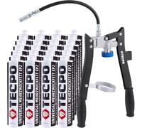 TECPO Lot de 24 cartouches de graisse universelles multi-usages 500 g avec cartouches à deux mains, pistolet à graisse avec filetage et tuyau blindé, version pistolet à cartouche