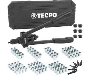 TECPO Lot de 249 écrous à riveter aveugles avec filetage, pince à riveter, clé universelle, mandrins de traction et embouts en acier M3, M4, M5, M6, M8, M10 Ø 5,0-13 mm