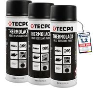 TECPO Lot de 3 bombes de peinture thermique pour étrier de frein - 400 ml - Résistant à la chaleur - Séchage rapide - Noir mat - Protège contre la rouille