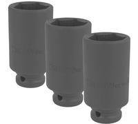 TECPO Lot de 3 douilles à percussion 1/2" - Force 6 pans - 30 mm