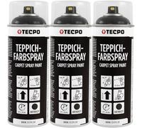 TECPO Lot de 3 sprays de peinture pour tapis, 400 ml, couleur textile anthracite, pour tapis de voiture, ciel de toit, tissu, caoutchouc, plastique, intérieur