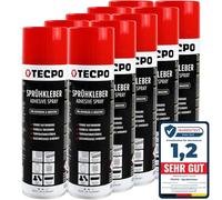 TECPO Lot de 3 tubes de colle en spray - 10 x 500 ml - Colle industrielle - Forte adhérence - Séchage rapide - Résistance aux hautes températures - Polyvalent pour textiles, cuir, mousse, matériaux