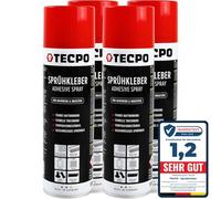 TECPO Lot de 4 adhésifs en spray - 500 ml - Colle industrielle - Colle de contact universelle pour cuir, mousse, plastique, métal, papier, caoutchouc, etc.