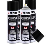 TECPO Lot de 4 sprays de colle 1K - 500 ml - Pour mousse de ciel de toit, ciel nuageux et panneaux acoustiques - Transparent - Résistant à la chaleur jusqu'à 110 °C