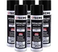 TECPO Lot de 5 sprays de colle 1K - 500 ml - Pour mousse de ciel de toit, ciel nuageux et panneaux acoustiques - Transparent - Résistant à la chaleur jusqu'à 110 °C