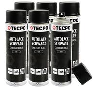 TECPO Lot de 6 bombes de peinture noir mat - 500 ml - Peinture de voiture - Noir rallye - En spray avec un fort pouvoir couvrant - Pour l'intérieur et l'extérieur
