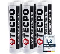 Tecpo Lot de 6 Cartouches de Graisse Universelle Multi-Usages 400g - Graisse au Lithium pour Lubrification Automobile, Résistante à l'Eau