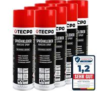 TECPO Lot de 8 tubes de colle en spray 500 ml - Colle industrielle forte adhérence - Séchage rapide - Résistance aux températures élevées - Polyvalent pour textiles, cuir, mousses, matériaux isolants
