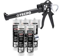 TECPO MS-Polymer Lot de 5 tubes de colle à disque 290 ml avec cartouches à deux mains, pistolet à graisse avec filetage et tuyau blindé, version pistolet à cartouche, pistolet à graisse