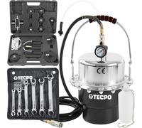 TECPO Purgeur de frein 5 litres à air comprimé purgeur de frein adaptateur voiture 17 pièces + jeu de clés à double anneau ouvertes, clé de conduite de frein, clé de frein