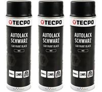 TECPO Spray de peinture noir mat, 3x500ml Peinture pour voiture Rallye noir brillant avec un fort pouvoir couvrant pour intérieur et extérieur