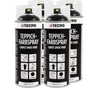 TECPO Spray de peinture pour tapis, 4 x 400 ml, peinture textile, noir, spray pour tapis de voiture, tapis, tissu, caoutchouc, plastique, traitement intérieur