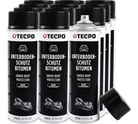 TECPO UBS Lot de 12 sprays de protection pour dessous de caisse 500 ml Noir Protection contre les chutes de pierres, la rouille, les produits chimiques avec effet anti-bourdonnement