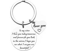 Tecreo Porte-clés avec inscription « To My Sister, I Love You Forever » - Cadeau d'anniversaire pour sœurs, Argenté., M