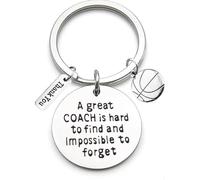 Tecreo Porte-clés en acier inoxydable avec gravure « A Great Coach is Hard to Find and Impossible to Forget and Basketball » - Cadeau pour la journée des enseignants