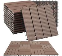 tectake® 11 Dalles clipsables exterieur 31 x 31 cm, Caillebotis exterieur aspect Bois Dalle WPC, Surface couverte 1.0571 m², Résistant intempéries, Revêtement sol extérieur Terrasse, Balcon, Veranda