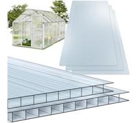 tectake® 14 Plaques alvéolaires Polycarbonate 6 mm Panneau alvéolaire Double de 121x60,5 cm Panneau pour Serre Antichoc et résistant aux UV idéal Serre de jardin Abri de voiture Abri de jardin Pergola