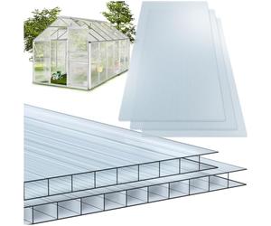 tectake® 14 Plaques alvéolaires Polycarbonate 6 mm Panneau alvéolaire Double de 121x60,5 cm Panneau pour Serre Antichoc et résistant aux UV idéal Serre de jardin Abri de voiture Abri de jardin Pergola