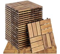 tectake® Lot de 20 Dalles clipsables exterieur Caillebotis exterieur Dalle Bois Résistant aux intempéries pour Revêtement de sol extérieur Terrasse Balcon Veranda Abri de jardin Dalle spa